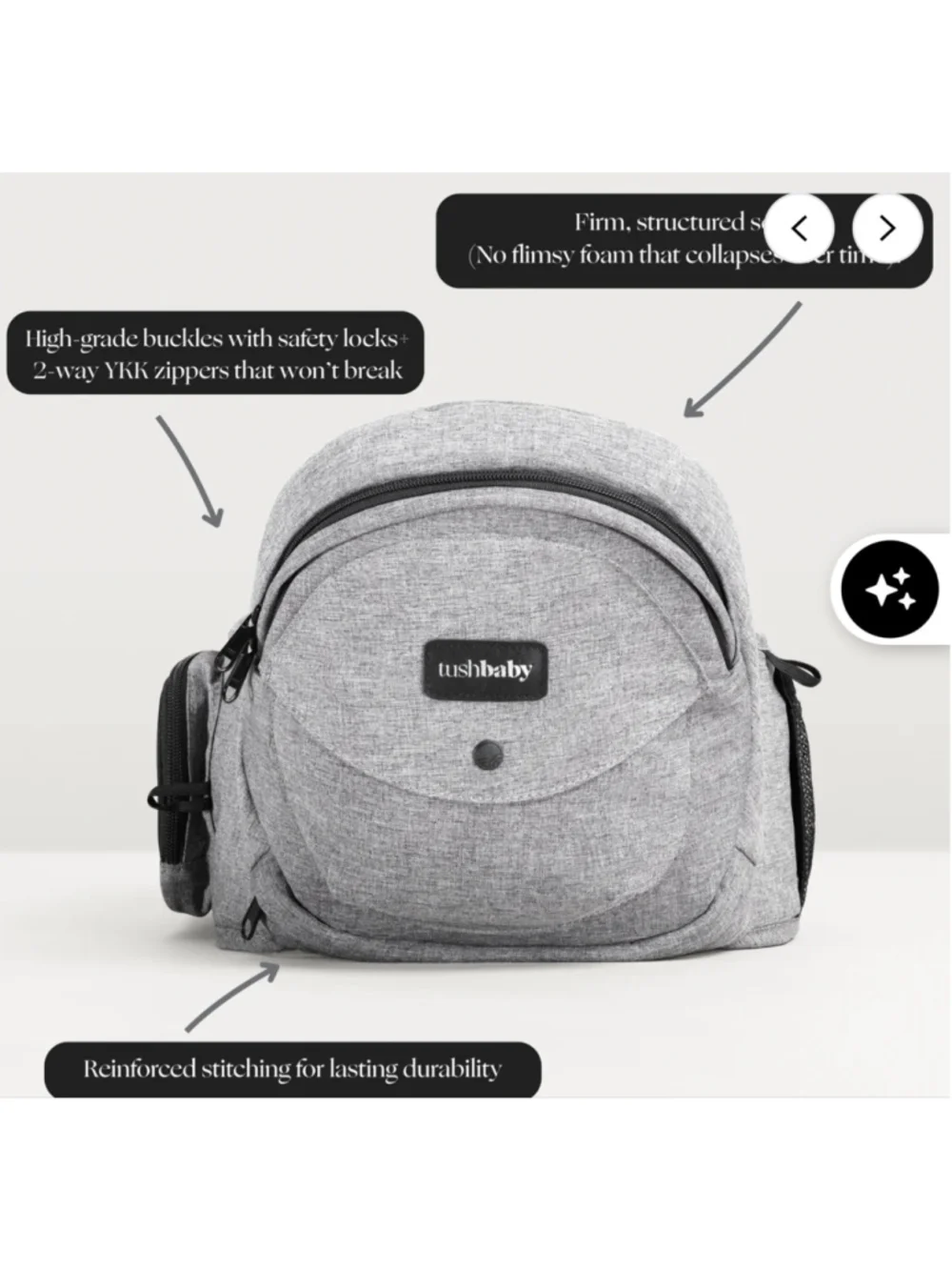 Women's Tushbaby Grey Baby Hip Carrier Bag One Size